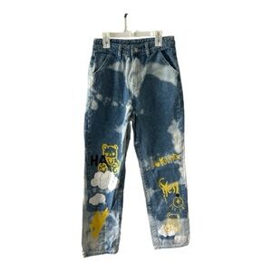 🌥 Shein Bleach Dyed Graphic Jeans – Size Small